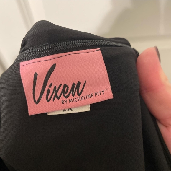 Vixen by Micheline Pitt Black Miss Kitty Deadly Kiss Dress Size 2x GUC (Stained) - Picture 9 of 9